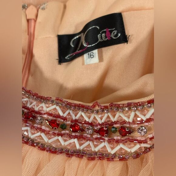 NWT 2 CUTE J Michaels Blush Peach Tulle Two Piece Formal Prom Wedding Dress 16 - Picture 7 of 16